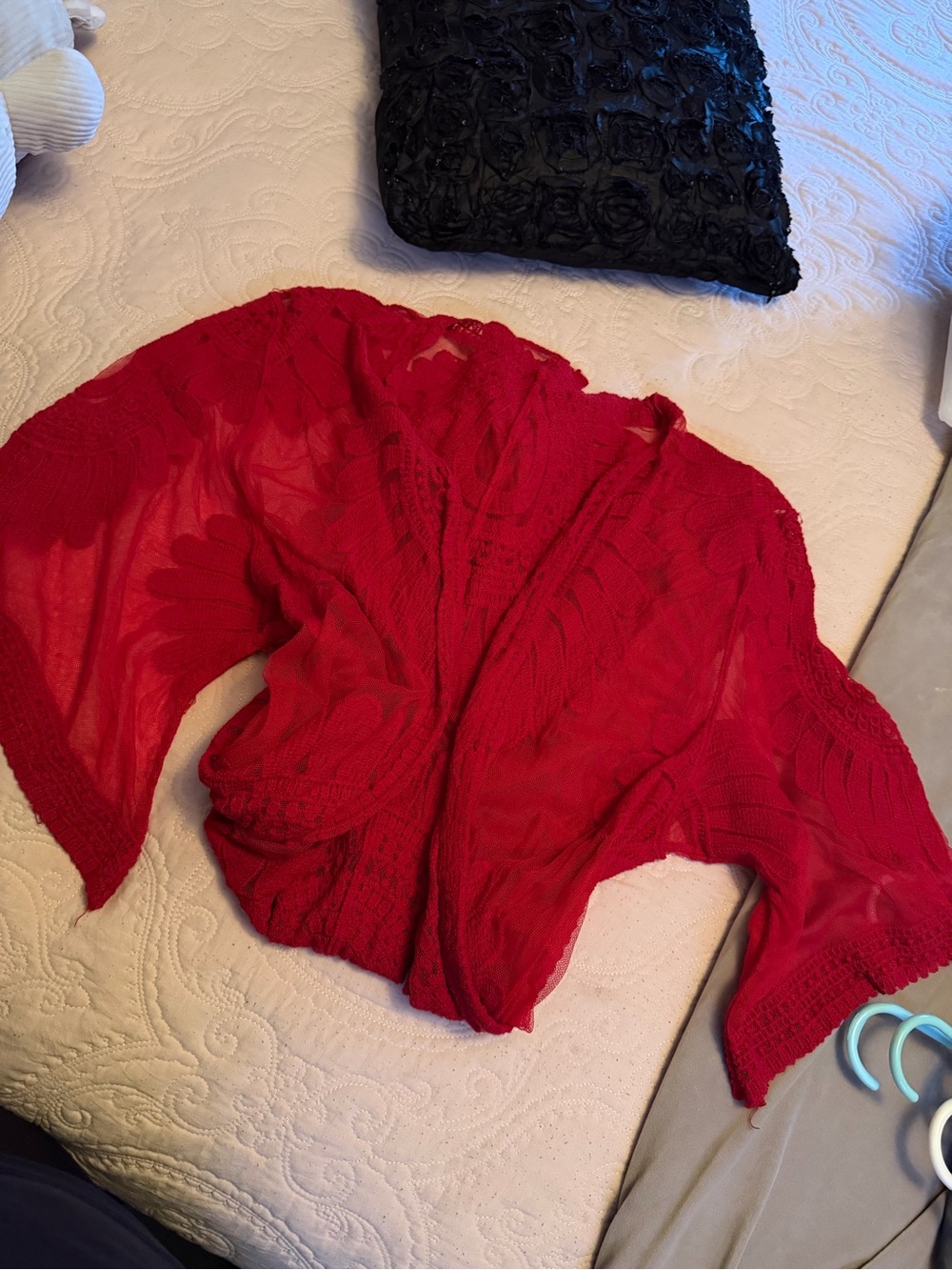BKE Red Open-Front Knit Shrug